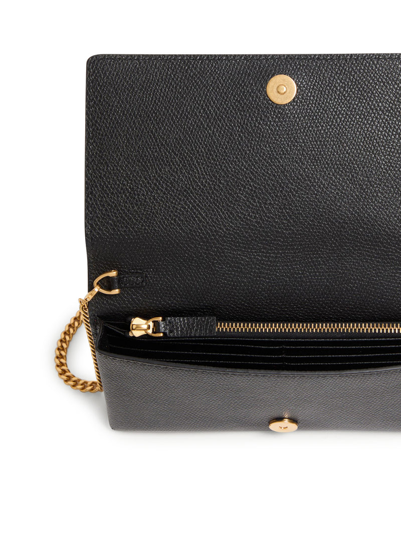 VLOGO SIGNATURE CHAIN WALLET IN GARNET CALFSKIN