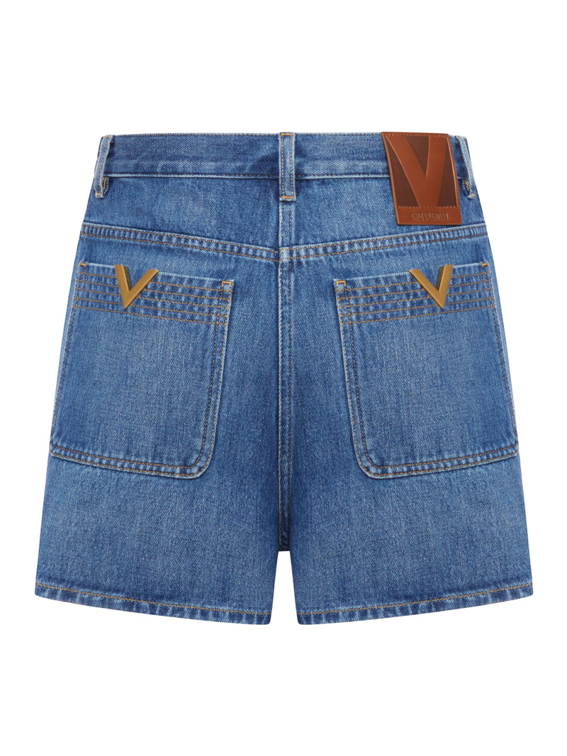 SOLID DENIM SHORTS