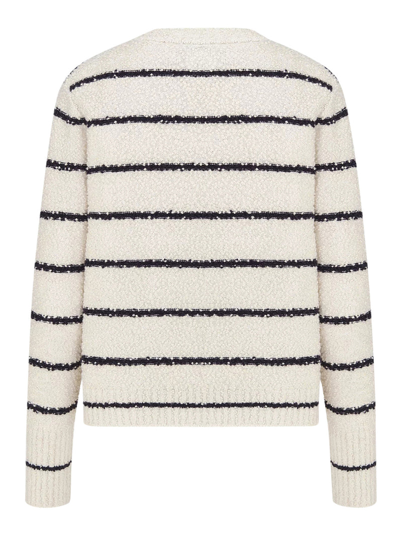 TWIN-SET MARINIÈRE KNITTED COTTON AND WOOL BOUCLÉ BLEND