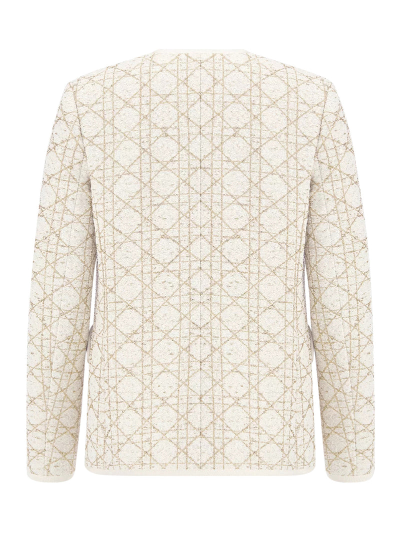 MACROCANNAGE JACKET IN WHITE AND GOLD WOOL BLEND TWEED