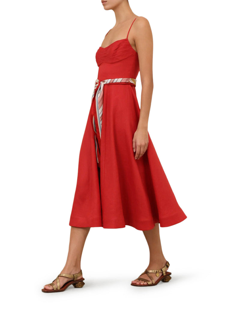 REBELLION TUCK MIDI DRESS