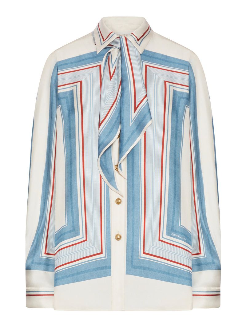 SHIRT WITH STRIPED TICKING SCARF