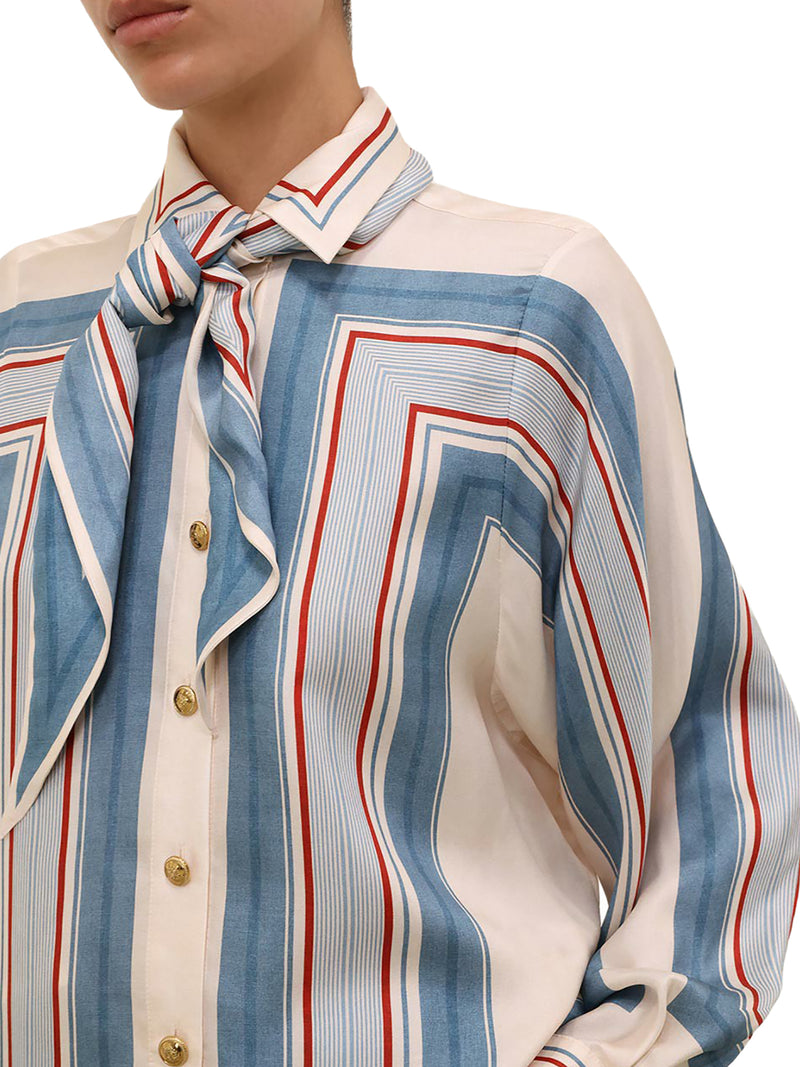 SHIRT WITH STRIPED TICKING SCARF