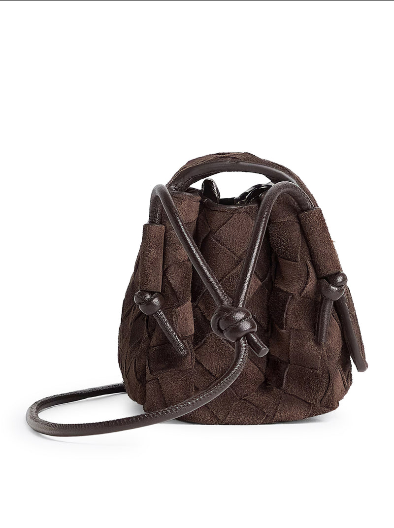 SUEDE POUCH WITH BRAIDED WORKMANSHIP