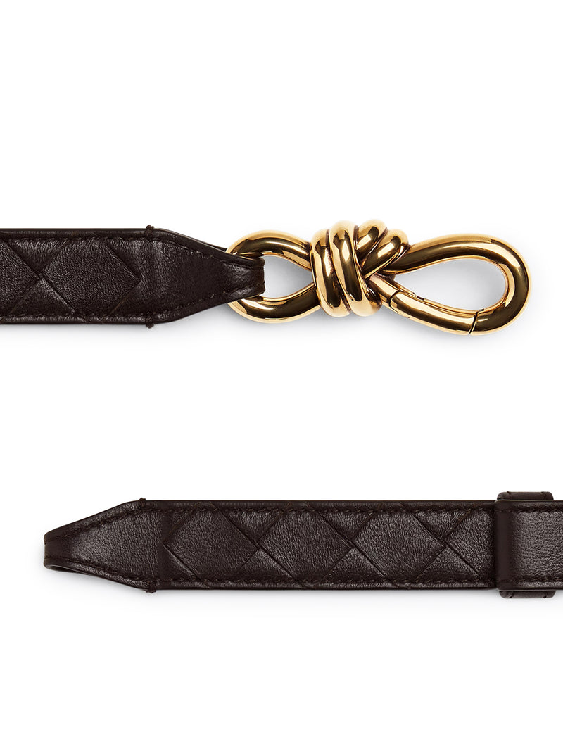 NAPPA BELT WITH BRAIDED DESIGN AND EMBLEM KNOT BUCKLE