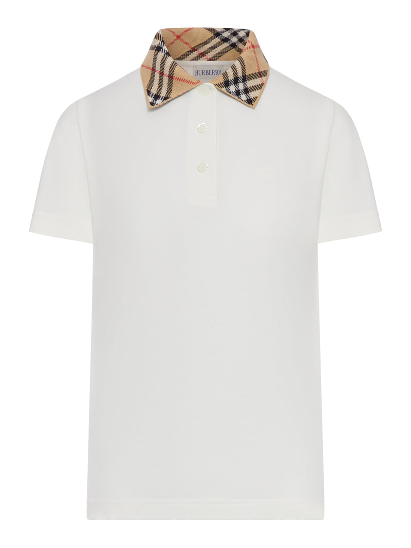 COTTON POLO SHIRT WITH CHECK COLLAR