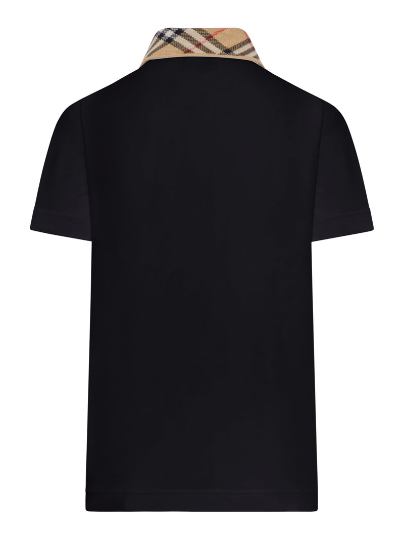 COTTON POLO SHIRT WITH CHECK COLLAR