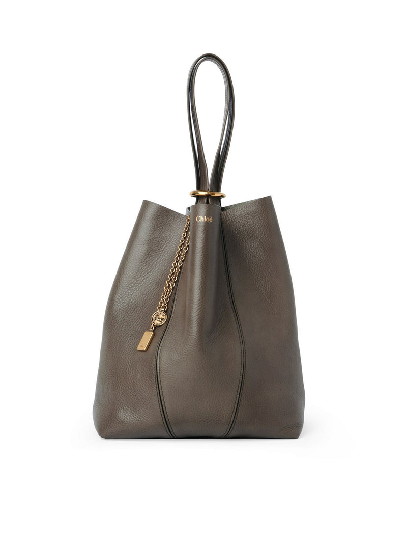CHLOÉ SPIN TOTE BAG IN GRANATE LEATHER