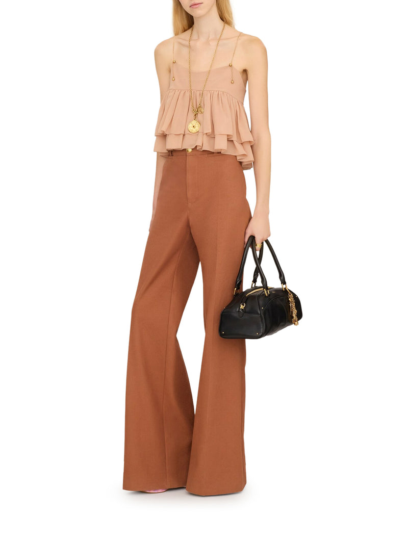 SLEEVELESS SILK GEORGETTE TOP WITH RUFFLES