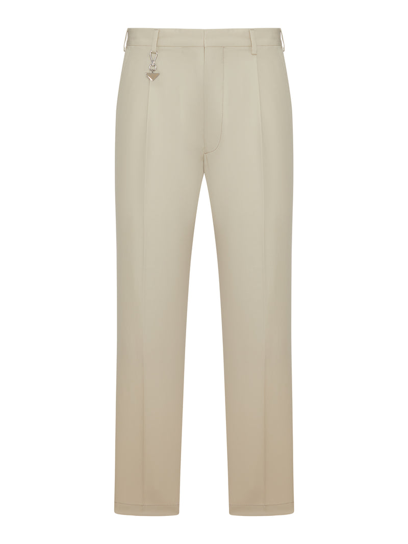 COTTON TROUSERS WITH ENAMELED METAL TRIANGLE LOGO