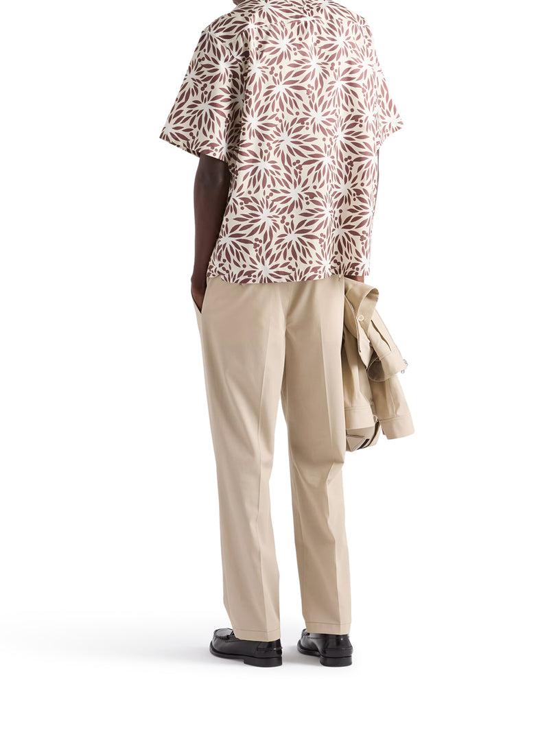 COTTON TROUSERS WITH ENAMELED METAL TRIANGLE LOGO