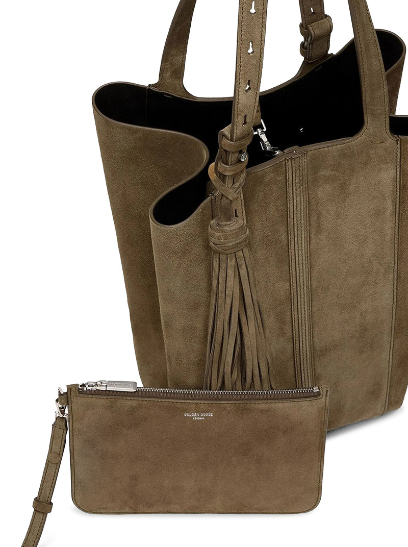 SUEDE TOTE BAG WITH FRINGES