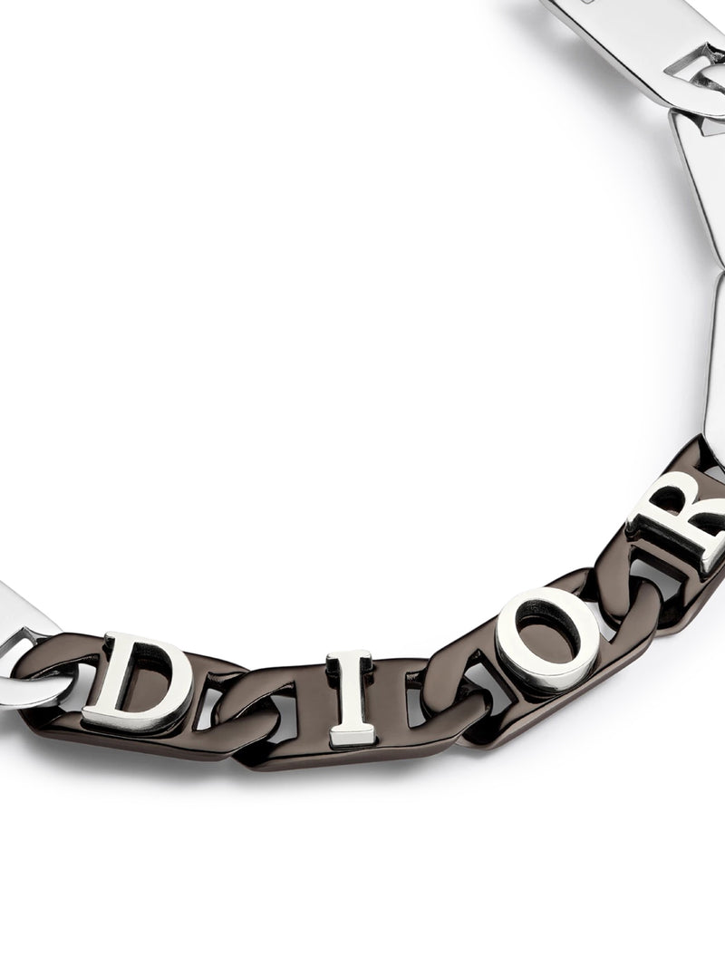 BRASS LINK BRACELET WITH SILVER AND RUTHENIUM FINISH