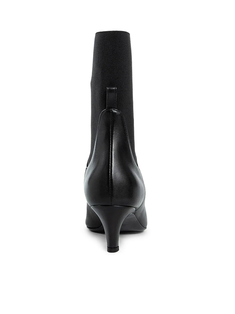 LEATHER MID-HEEL BOOTS