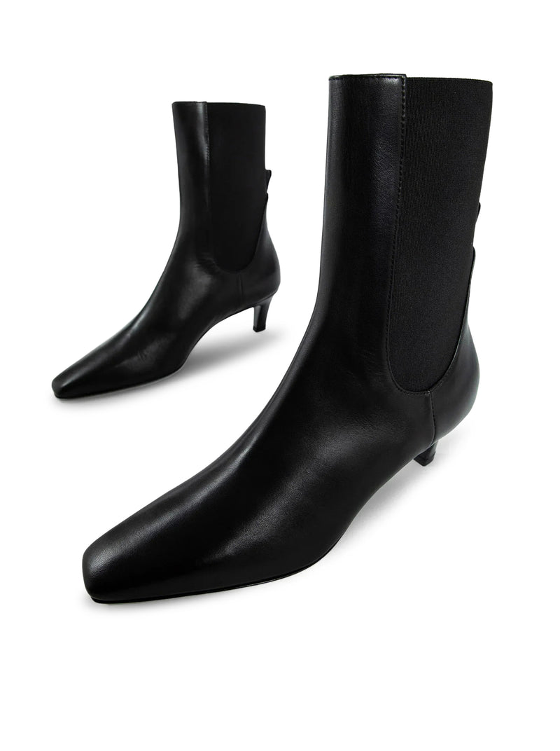 LEATHER MID-HEEL BOOTS