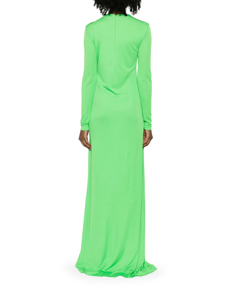 LONG SLEEVE SLASH FRONT EVENING DRESS