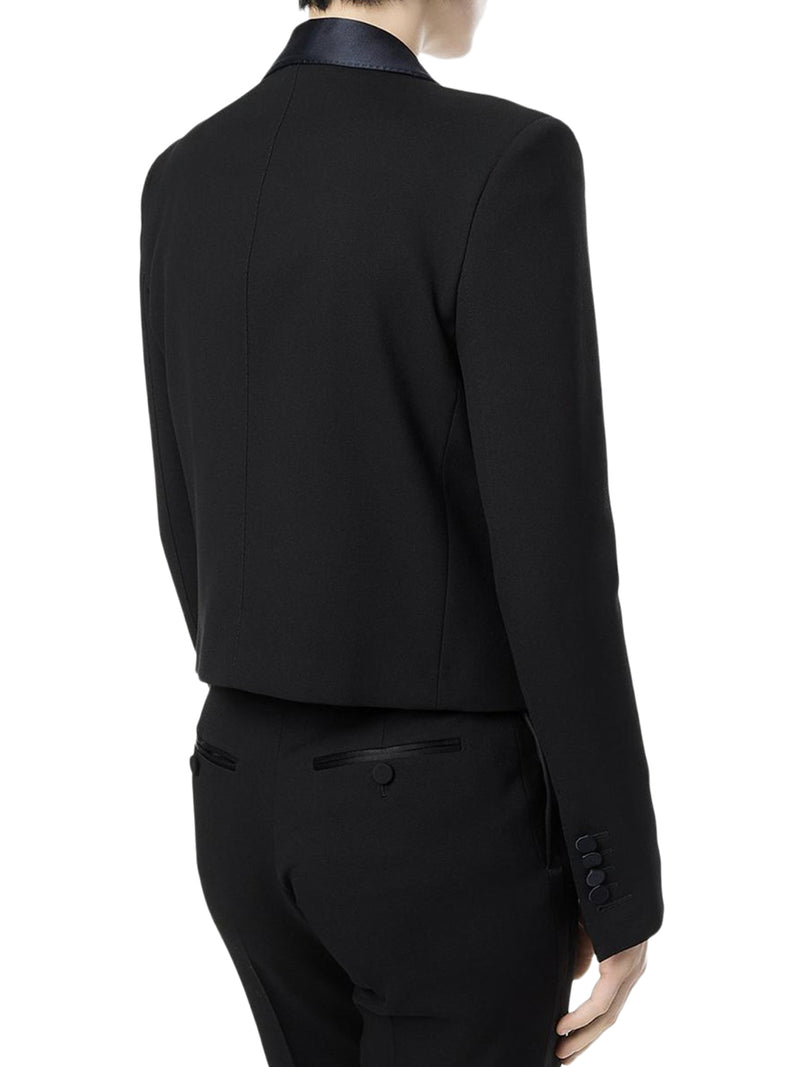 SHORT SINGLE-BREASTED JACKET WITH TWO-TONE SHAWL LAPEL