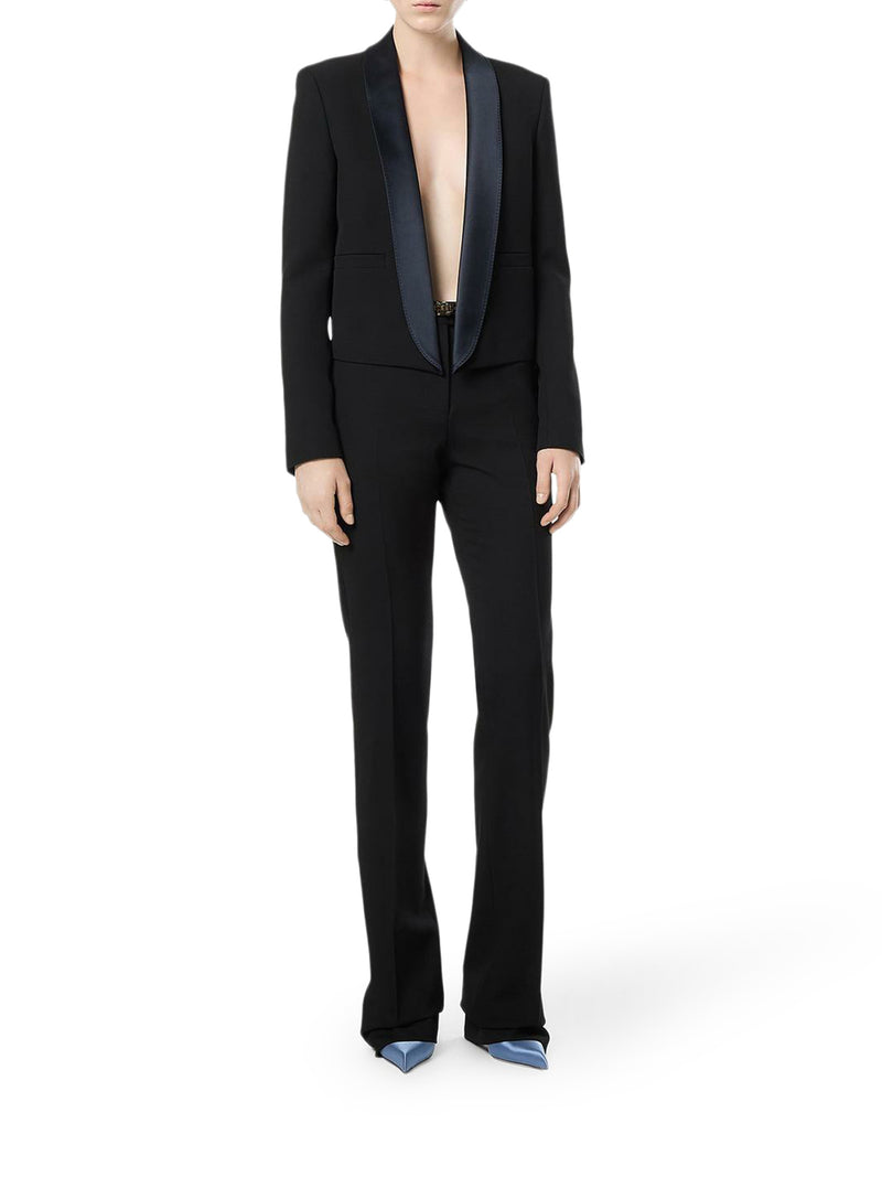 TWO-TONE TAILORED STRAIGHT TROUSERS
