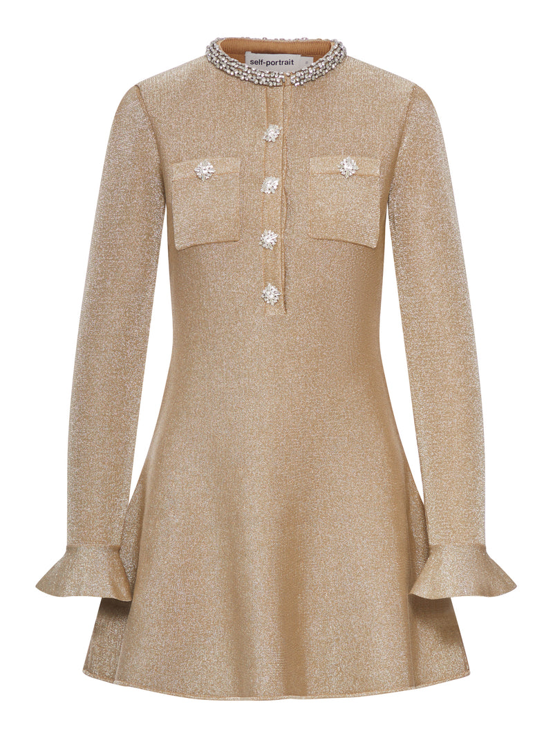 MINI KNITTED DRESS WITH CRYSTAL DETAILS
