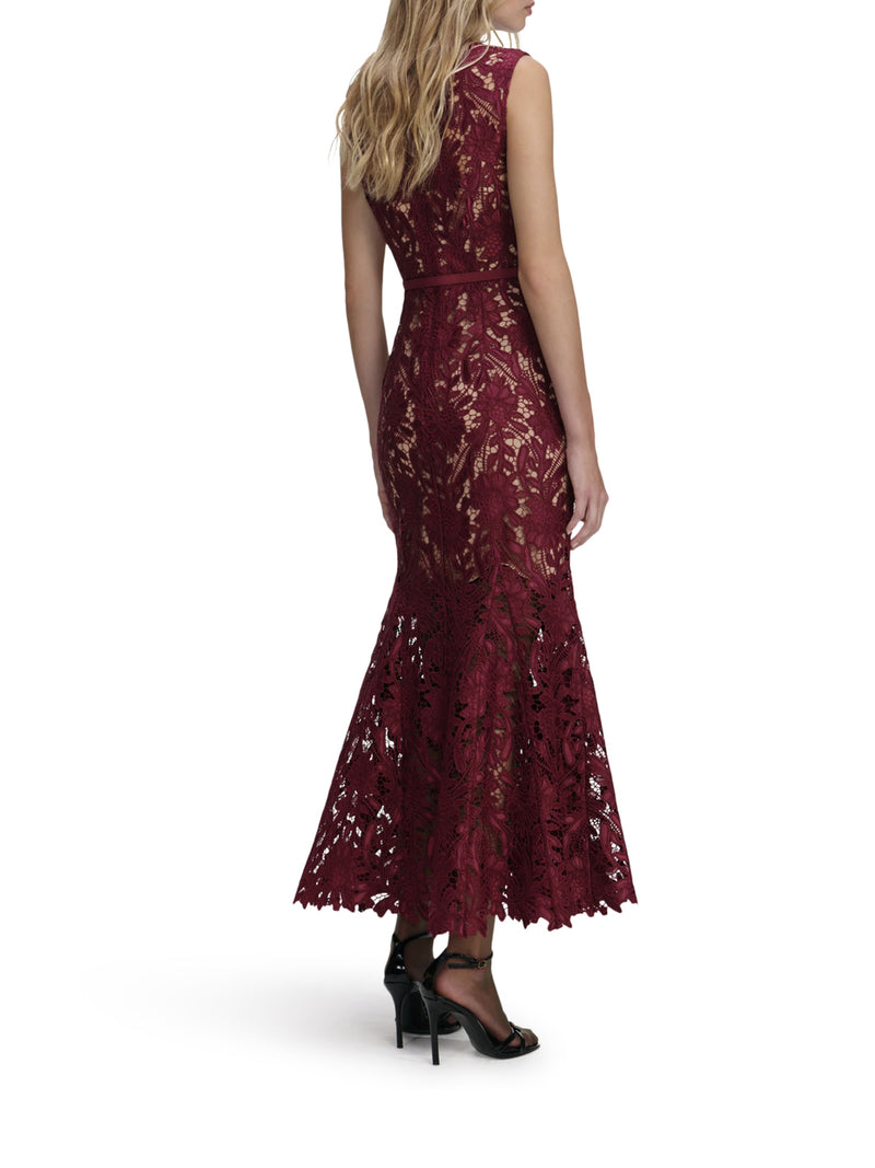 GUIPURE LACE MIDI DRESS