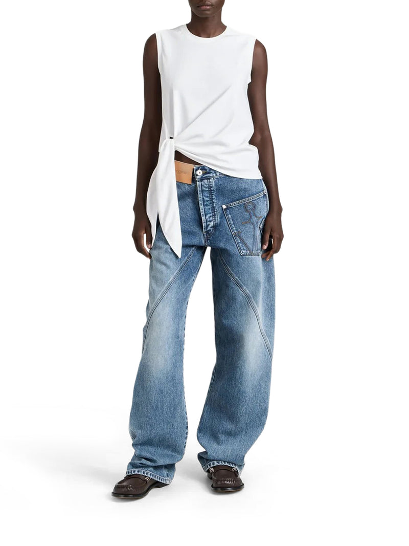 COTTON TANK TOP WITH KNOTTED HEM