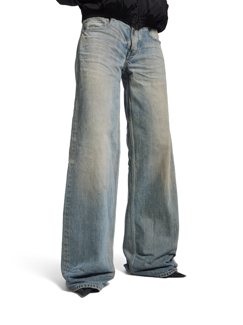 ORGANIC COTTON DENIM WIDE-LEG BAGGY TROUSERS