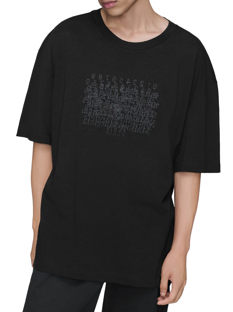 COTTON T-SHIRT WITH TONE-ON-TONE LETTERING PRINT