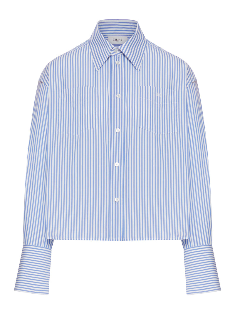 CROPPED SHIRT STRIPED COTTON POPLIN