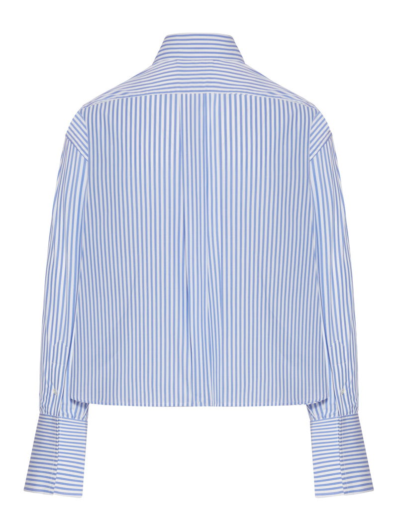 CROPPED SHIRT STRIPED COTTON POPLIN