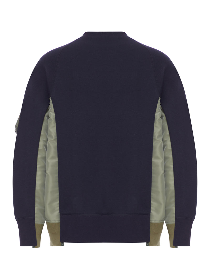 COTTON BLEND SWEATSHIRT WITH NYLON DETAILS APPLIED