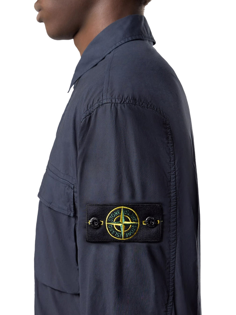 STRETCH COTTON CANVAS OVERSHIRT WITH FLAP POCKET ON THE CHEST