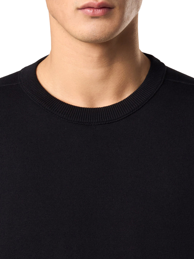 STONE ISLAND CREW NECK SWEATER WITH BADGE BLACK