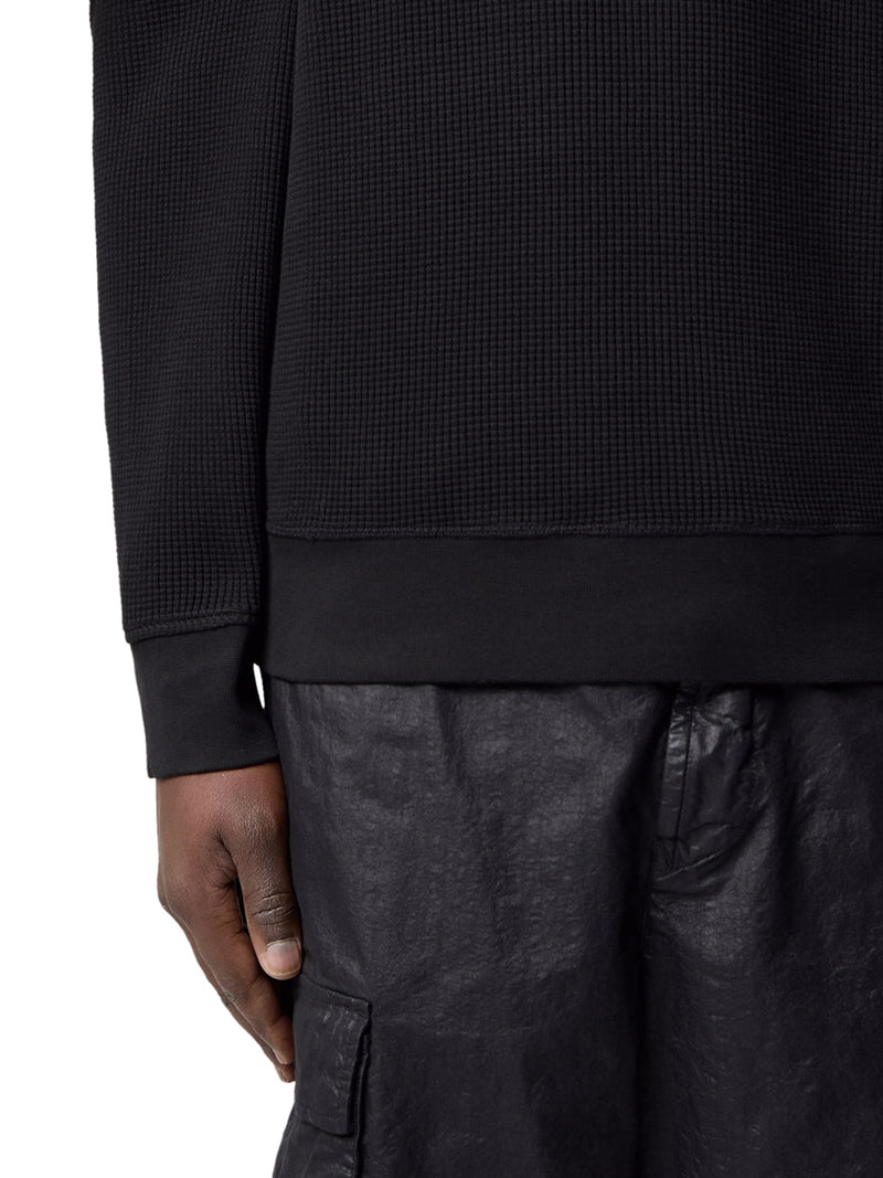 CREW NECK SWEATSHIRT IN ORGANIC COTTON WITH HONEYCOMB WORKMANSHIP