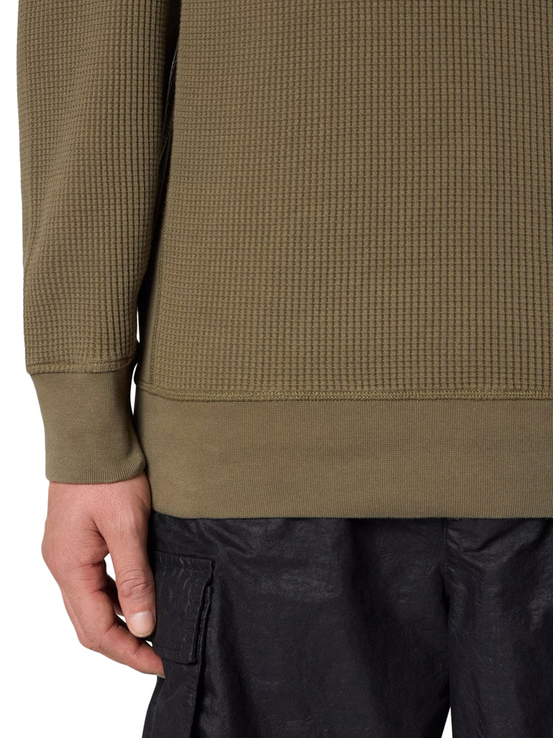 CREW NECK SWEATSHIRT IN ORGANIC COTTON WITH HONEYCOMB WORKMANSHIP