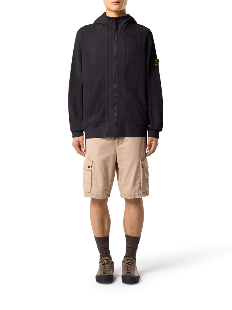 COTTON ZIP-UP SWEATER WITH HOOD AND GHOST BADGE