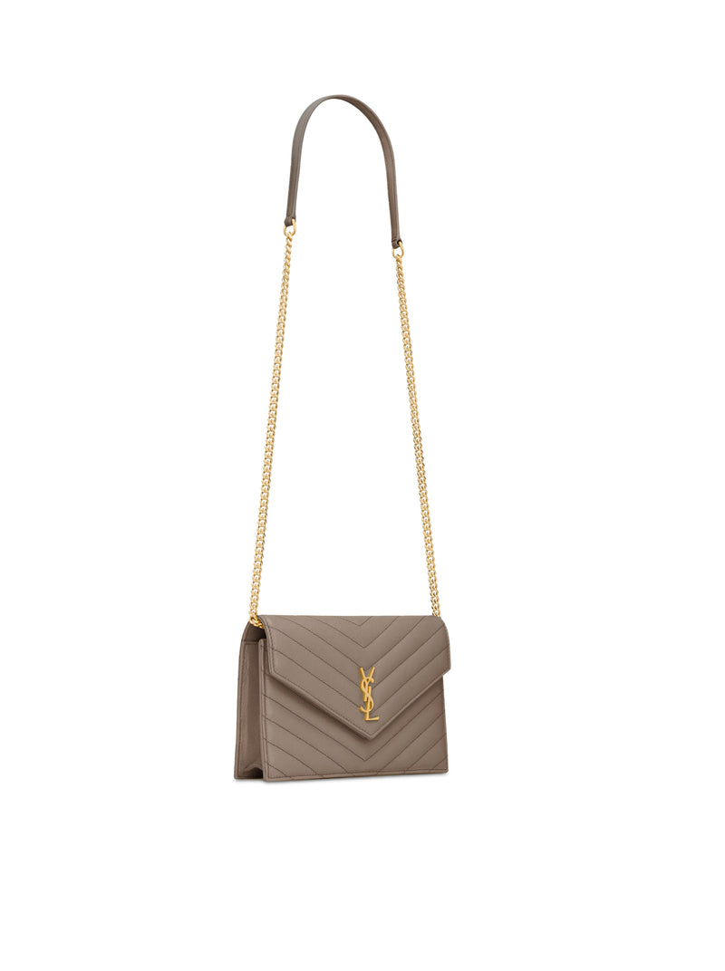 CASSANDRE ENVELOPE WALLET WITH CHAIN IN GRAIN DE POUDRE EMBOSSED LEATHER