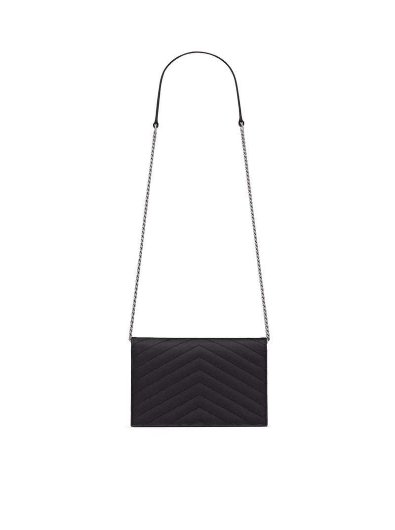 CLASSIC CASSANDRE CHAIN ENVELOPE CLUTCH IN GRAIN DE POUDRE LEATHER
