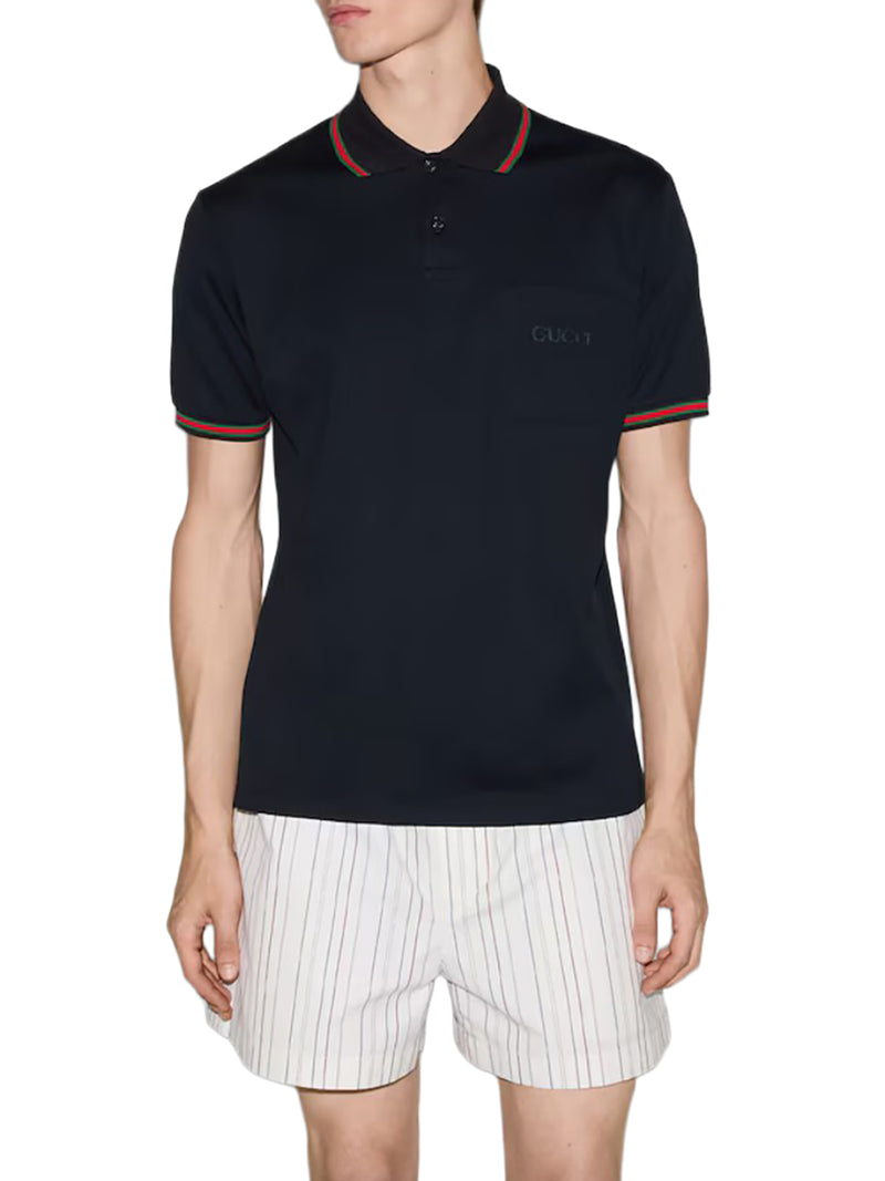 EMBROIDERED STRETCH COTTON POLO SHIRT