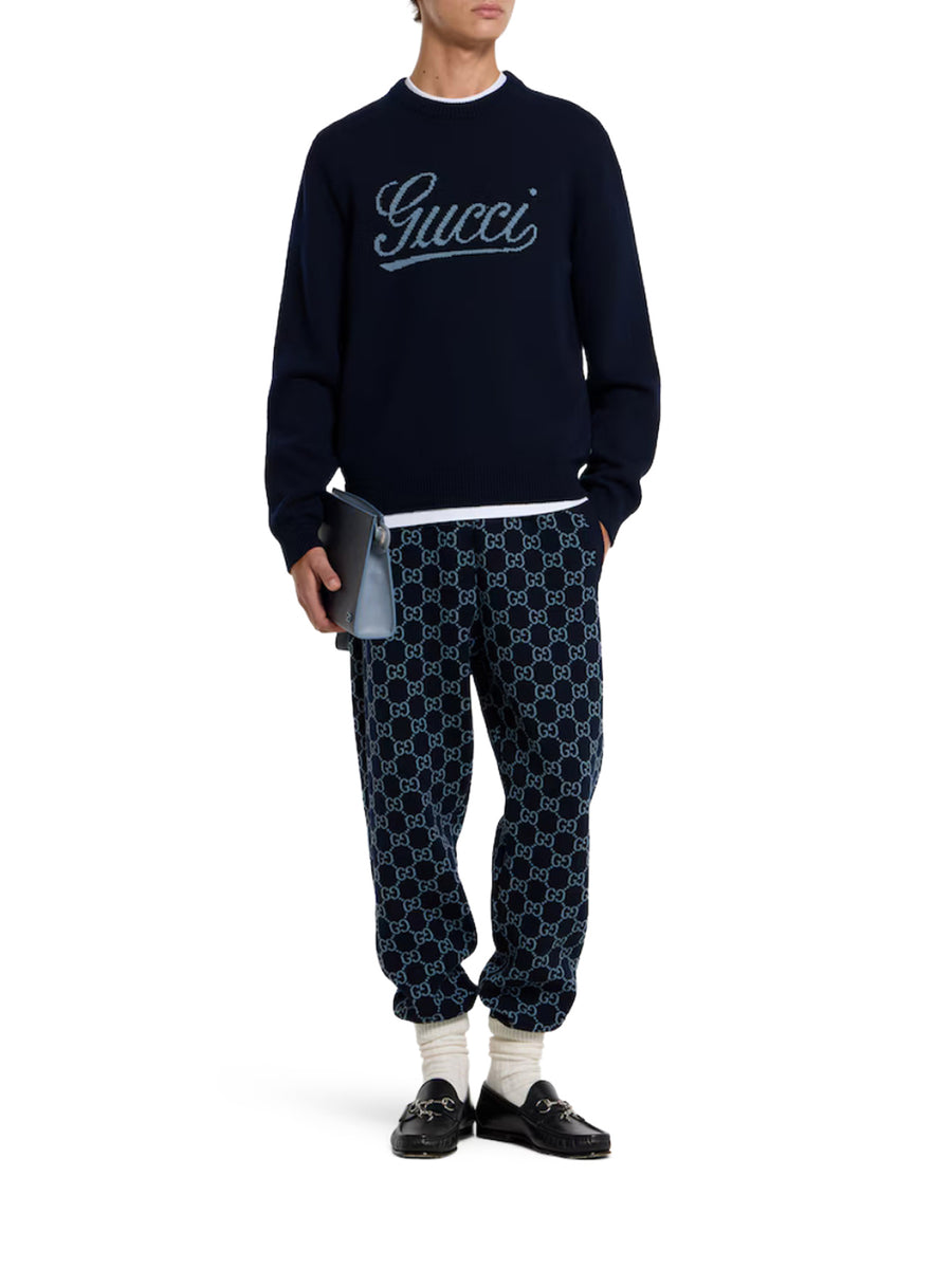 WOOL SWEATER WITH CONTRASTING FRONT GUCCI LOGO – Suit Negozi Row