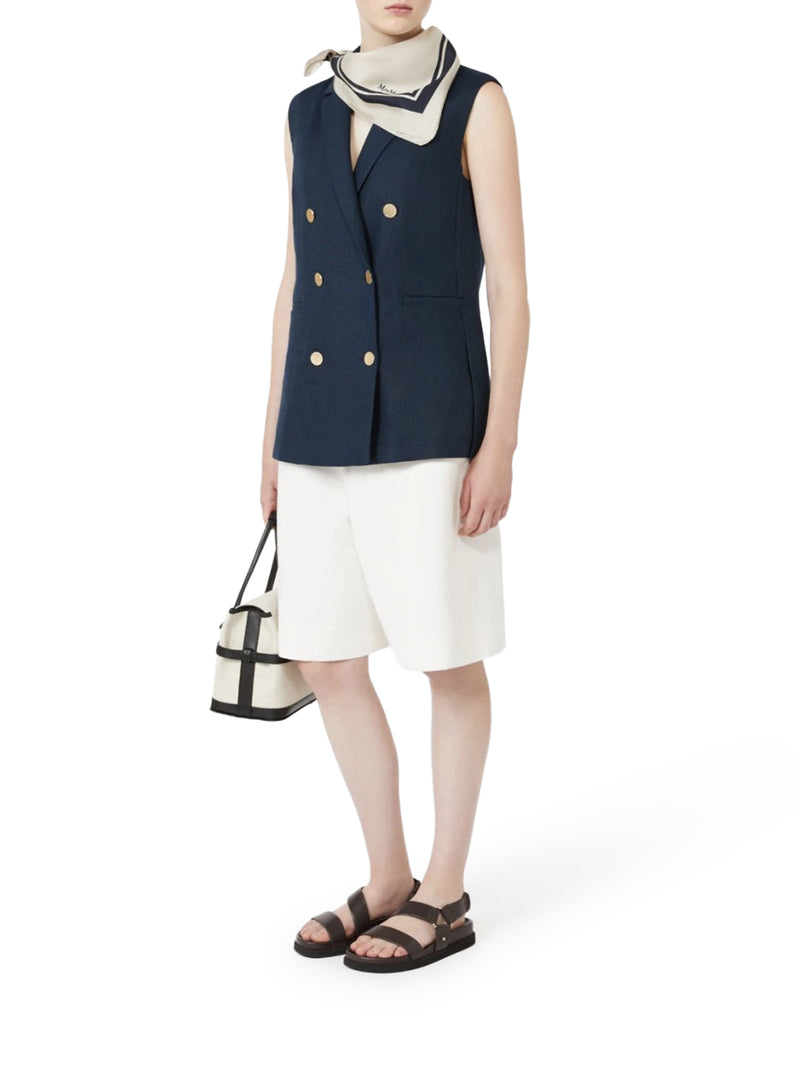 COTTON AND LINEN DRILL BERMUDA SHORTS