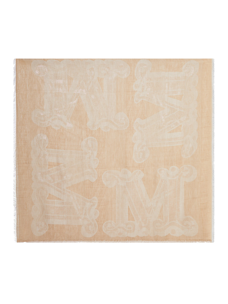 COTTON BLEND SCARF WITH JACQUARD LOGO