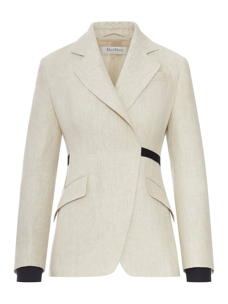 DOUBLE-BREASTED LINEN DRILL BLAZER