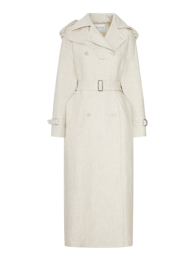 DOUBLE-BREASTED DUSTER COAT IN PURE LINEN DRILL