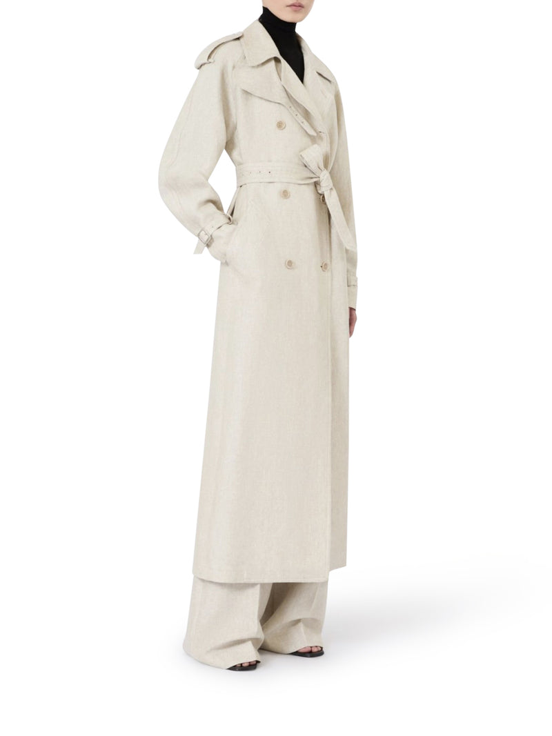 DOUBLE-BREASTED DUSTER COAT IN PURE LINEN DRILL