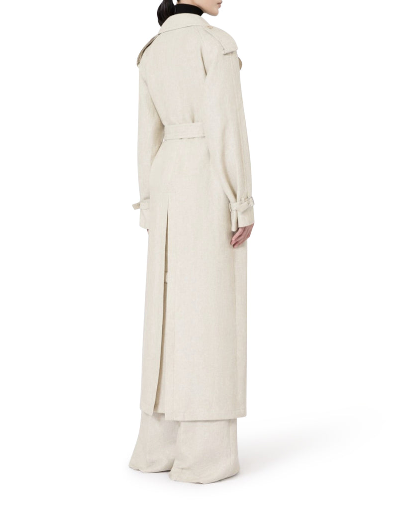 DOUBLE-BREASTED DUSTER COAT IN PURE LINEN DRILL