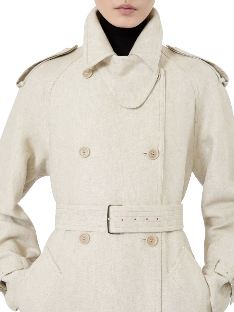 DOUBLE-BREASTED DUSTER COAT IN PURE LINEN DRILL