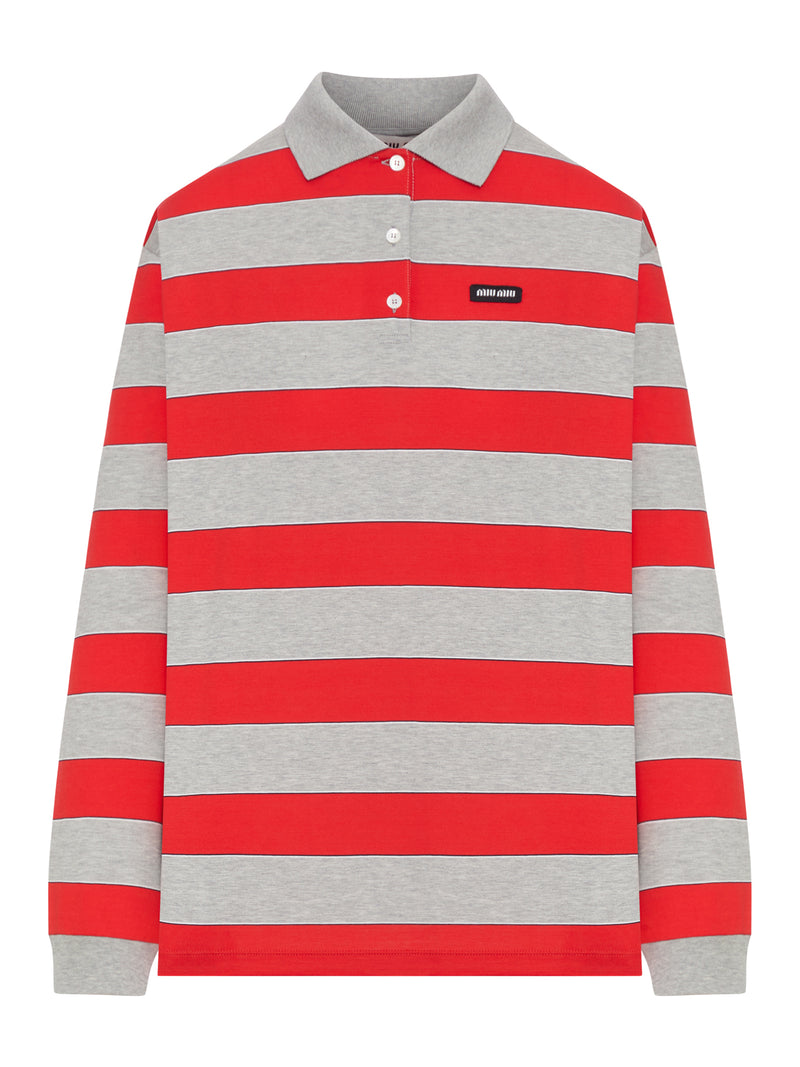 STRIPED COTTON JERSEY POLO SHIRT WITH LOGO PATCH