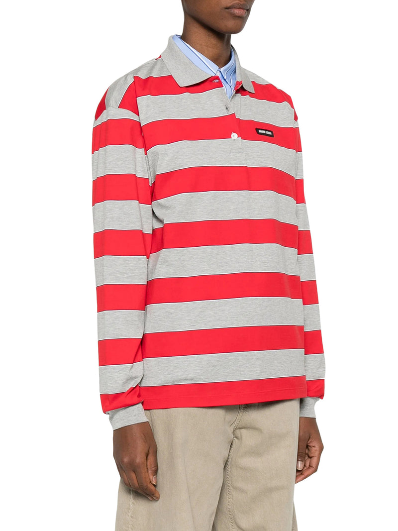 STRIPED COTTON JERSEY POLO SHIRT WITH LOGO PATCH