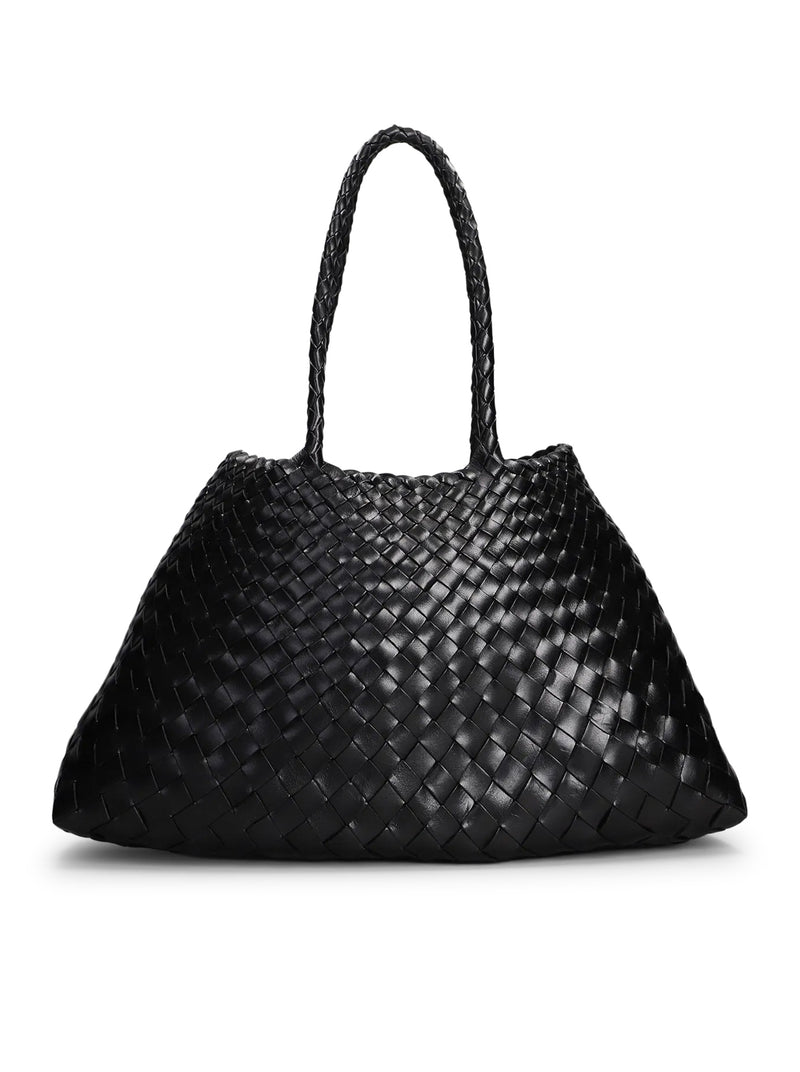 SANTA CROCE BIG BAG IN BLACK WOVEN LEATHER