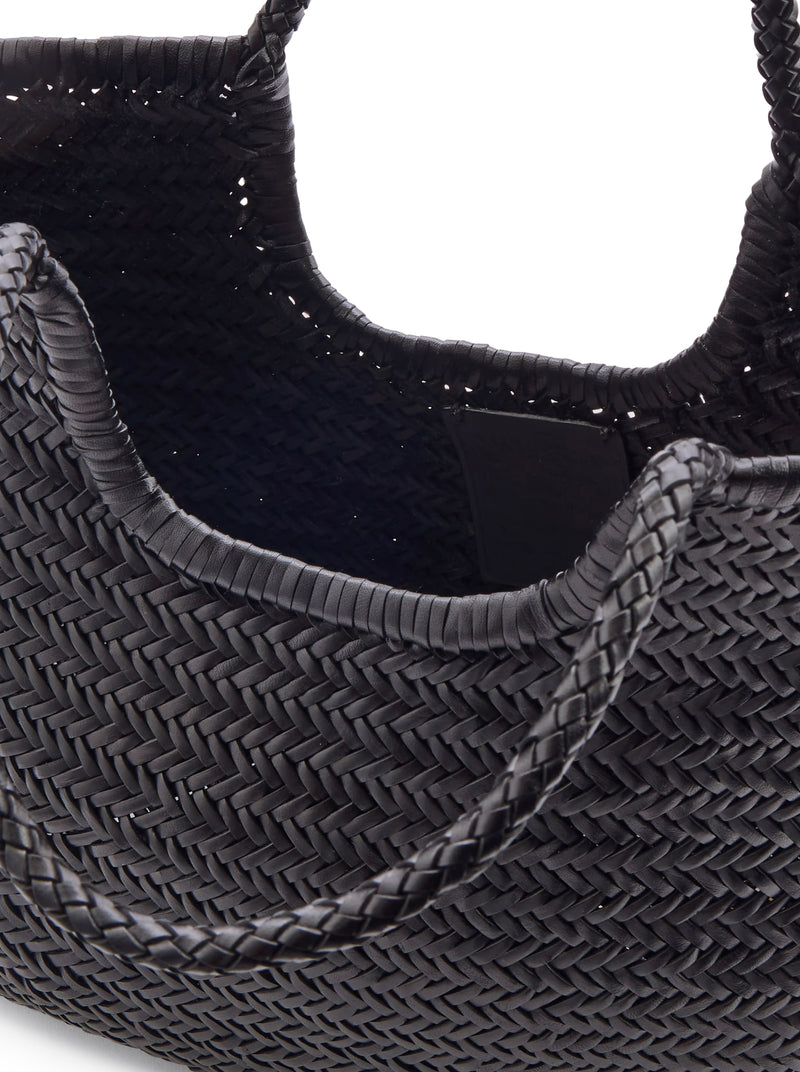 NS DIAGONAL BLACK LEATHER TOTE BAG